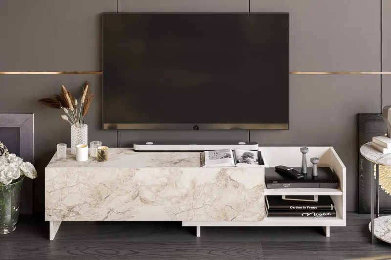 TV-taso Zakkum 165x41 cm, Valkoinen