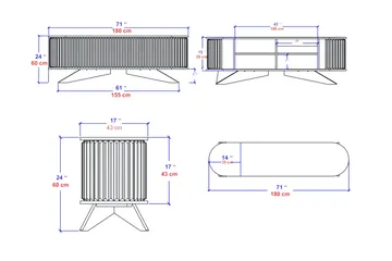 TV-taso Zakkum 180x60 cm - Sininen - Huonekalut - TV- & Mediakalusteet - Tv taso & Mediataso