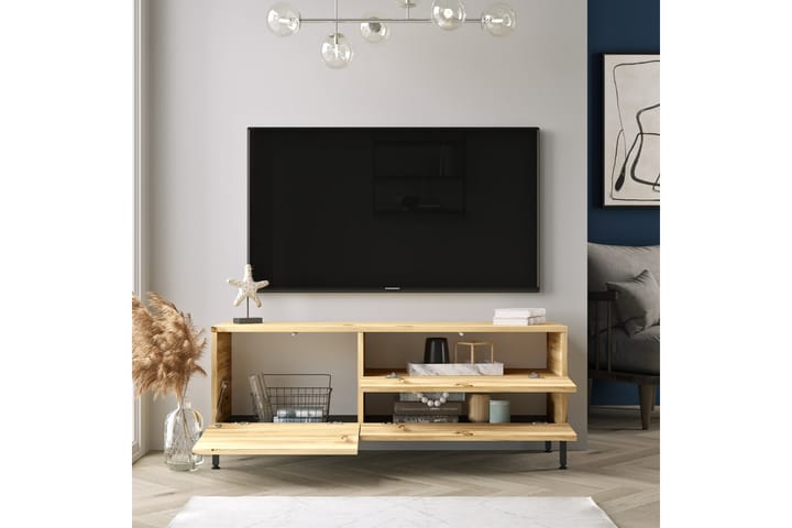 TV-taso Zeliv 140 cm - Luonnonväri/Musta - Tv taso & Mediataso
