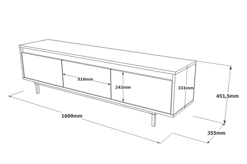 TV-taso Zeliv 160 cm - Hopea/Musta - Huonekalut - TV- & Mediakalusteet - Tv taso & Mediataso
