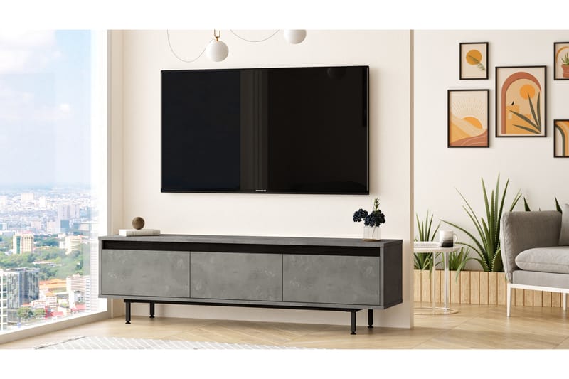 TV-taso Zeliv 160 cm - Hopea/Musta - Huonekalut - TV- & Mediakalusteet - Tv taso & Mediataso