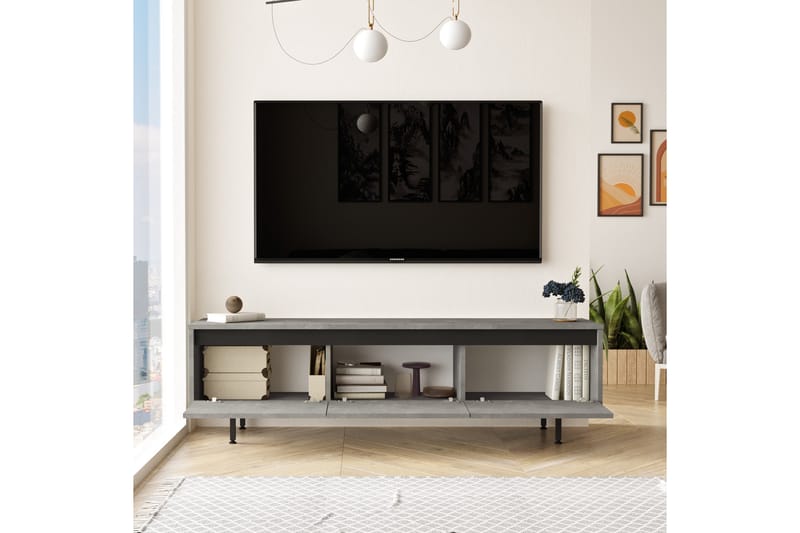 TV-taso Zeliv 160 cm - Hopea/Musta - Huonekalut - TV- & Mediakalusteet - Tv taso & Mediataso