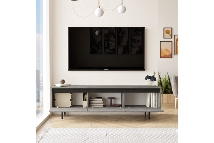 TV-taso Zeliv 160 cm - Hopea/Musta - Tv taso & Mediataso