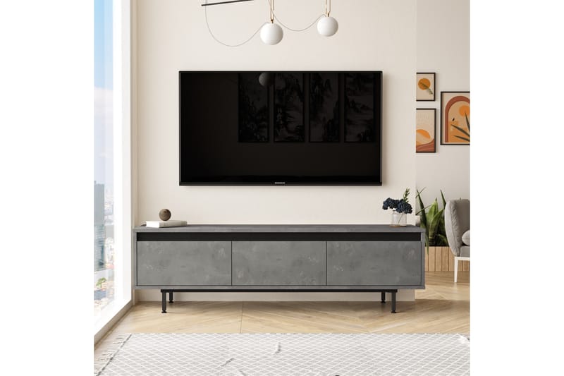 TV-taso Zeliv 160 cm - Hopea/Musta - Huonekalut - TV- & Mediakalusteet - Tv taso & Mediataso