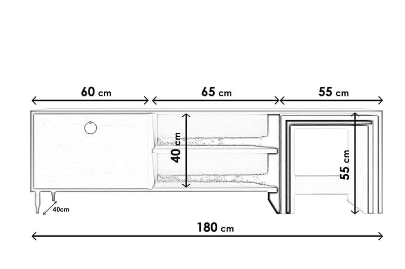 TV-taso Zigone 180 cm - Luonnonväri/Valkoinen - Huonekalut - TV- & Mediakalusteet - Tv taso & Mediataso