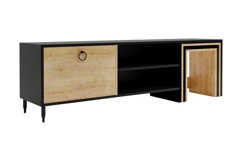 TV-taso Zigone 180 cm - Musta/Luonnonväri - Huonekalut - TV- & Mediakalusteet - Tv taso & Mediataso