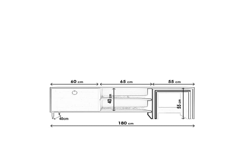 TV-taso Zigone 180 cm - Musta/Luonnonväri - Tv taso & Mediataso