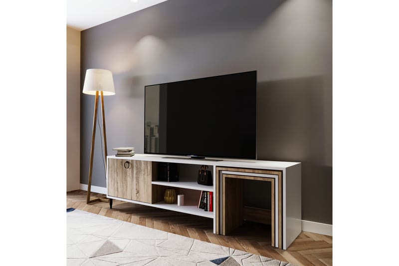 TV-taso Zigone 180 cm - Valkoinen - Huonekalut - TV- & Mediakalusteet - Tv taso & Mediataso