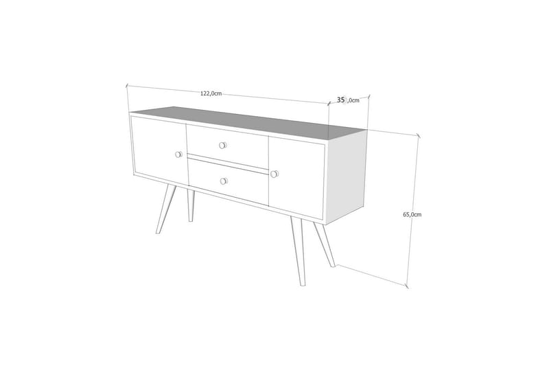 TV-taso Patresa 122 cm - Valkoinen/Pähkinä - Tv taso & Mediataso