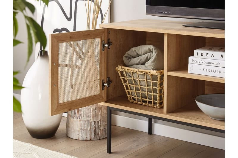TV-taso Pasco 120 cm Vaaleanruskea Rottinki - Puu/Luonnonväri - Huonekalut - TV- & Mediakalusteet - Tv taso & Mediataso