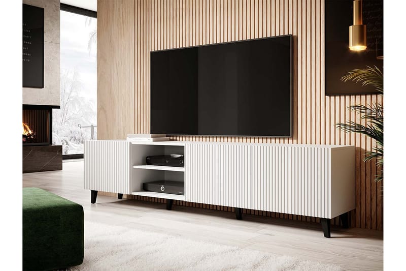 TV-taso Pafolo 40x52x200 cm - Valkoinen/Musta - Huonekalut - TV- & Mediakalusteet - Tv taso & Mediataso