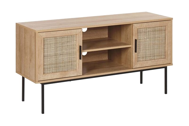 TV-taso Pasco 120 cm Vaaleanruskea Rottinki, Puu/Luonnonväri