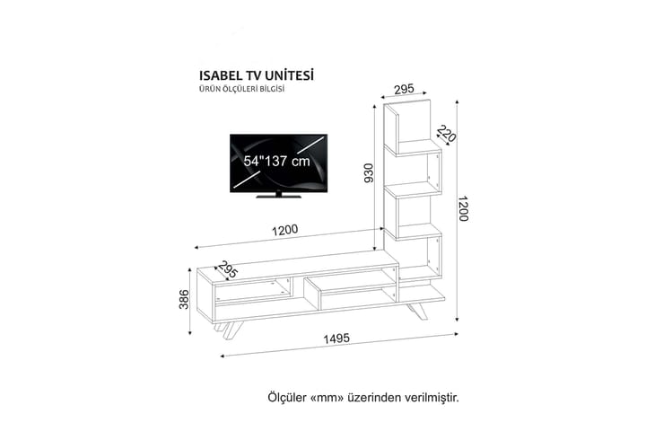TV-taso/Kirjahylly Crebb 149 cm - Tv taso & Mediataso
