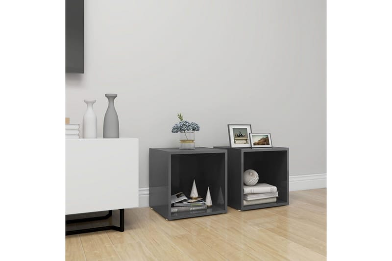 TV-tasot 2 kpl 37x35x37 cm - Harmaa Korkeakiilto - Huonekalut - TV- & Mediakalusteet - Tv taso & Mediataso