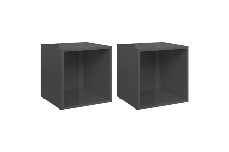 TV-tasot 2 kpl 37x35x37 cm - Harmaa Korkeakiilto - Huonekalut - TV- & Mediakalusteet - Tv taso & Mediataso