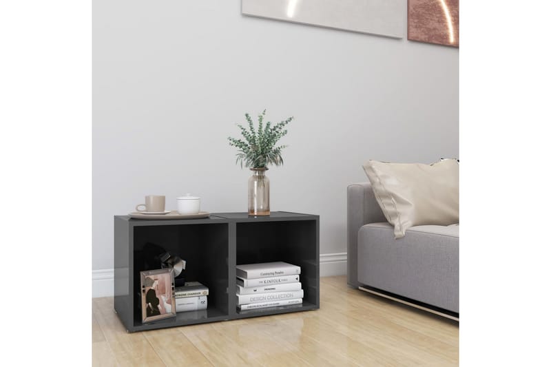 TV-tasot 2 kpl 37x35x37 cm - Harmaa Korkeakiilto - Huonekalut - TV- & Mediakalusteet - Tv taso & Mediataso