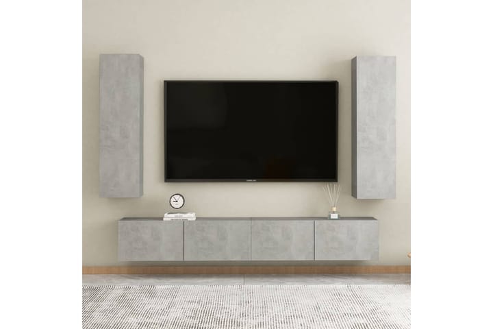 TV-tasot 2 kpl betoninharmaa 30,5x30x110 cm lastulevy - Tv taso & Mediataso