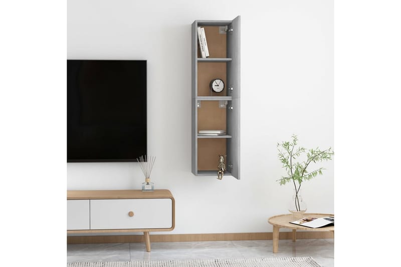TV-tasot 2 kpl betoninharmaa 30,5x30x60 cm lastulevy - Huonekalut - TV- & Mediakalusteet - Tv taso & Mediataso