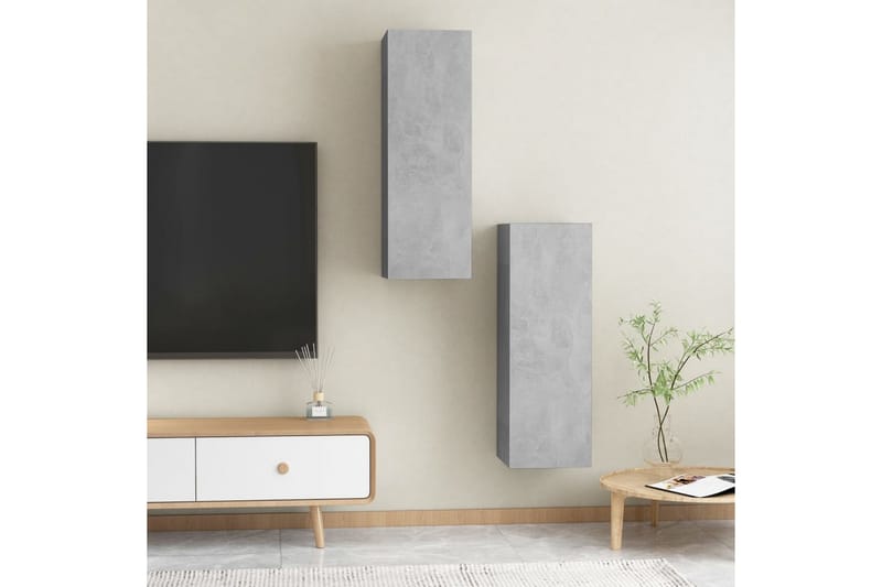TV-tasot 2 kpl betoninharmaa 30,5x30x90 cm lastulevy - Huonekalut - TV- & Mediakalusteet - Tv taso & Mediataso