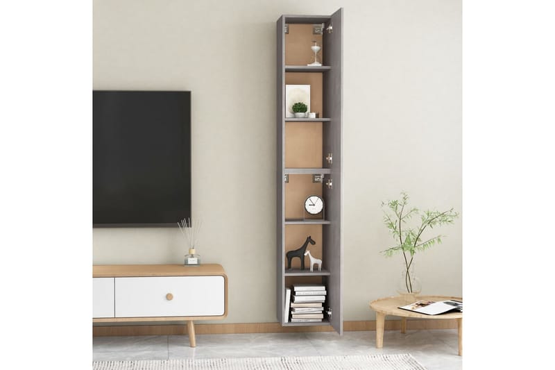 TV-tasot 2 kpl betoninharmaa 30,5x30x90 cm lastulevy - Huonekalut - TV- & Mediakalusteet - Tv taso & Mediataso