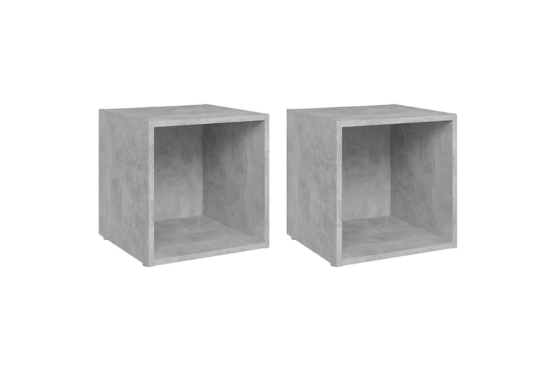 TV-tasot 2 kpl betoninharmaa 37x35x37 cm lastulevy - Harmaa - Tv taso & Mediataso