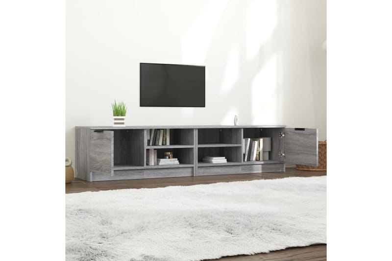 TV-tasot 2 kpl harmaa Sonoma 80x35x36,5 cm lastulevy - Harmaa - Tv taso & Mediataso