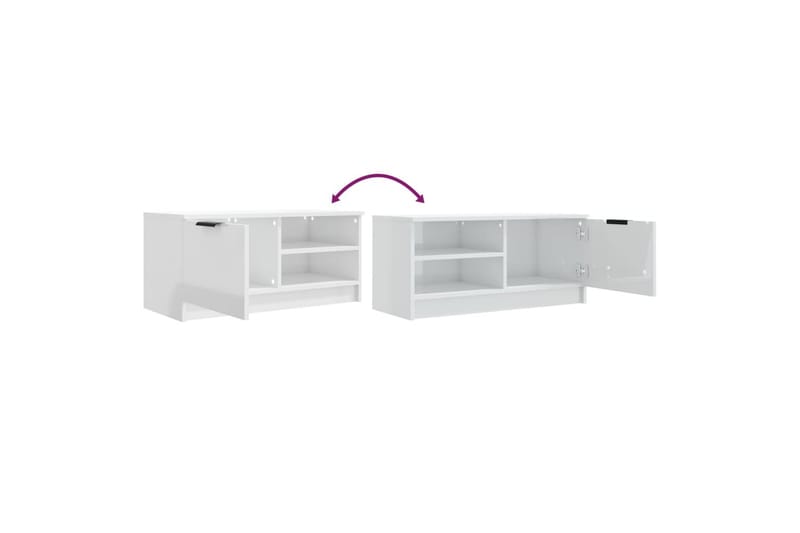 TV-tasot 2 kpl korkeakiilto valk. 80x35x36,5 cm tekninen puu - Valkoinen - Huonekalut - TV- & Mediakalusteet - Tv taso & Mediataso