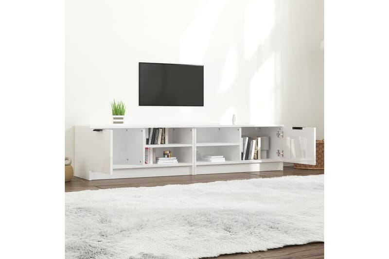 TV-tasot 2 kpl korkeakiilto valk. 80x35x36,5 cm tekninen puu - Valkoinen - Huonekalut - TV- & Mediakalusteet - Tv taso & Mediataso