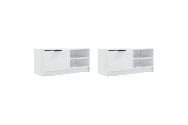 TV-tasot 2 kpl korkeakiilto valk. 80x35x36,5 cm tekninen puu - Valkoinen - Huonekalut - TV- & Mediakalusteet - Tv taso & Mediataso