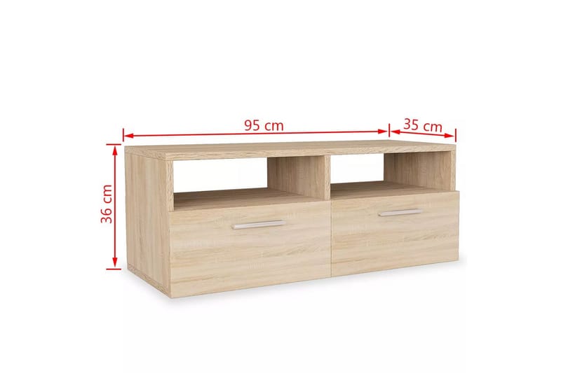 TV-tasot 2 kpl lastulevy 95x35x36 cm tammi - Ruskea - Tv taso & Mediataso