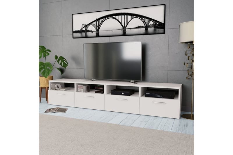TV-tasot 2 kpl lastulevy 95x35x36 cm valkoinen - Valkoinen - Huonekalut - TV- & Mediakalusteet - Tv taso & Mediataso