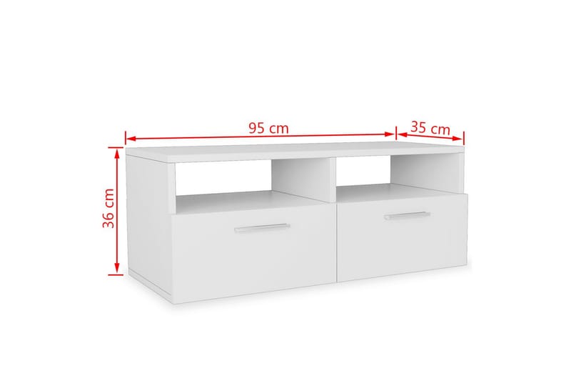 TV-tasot 2 kpl lastulevy 95x35x36 cm valkoinen - Valkoinen - Huonekalut - TV- & Mediakalusteet - Tv taso & Mediataso
