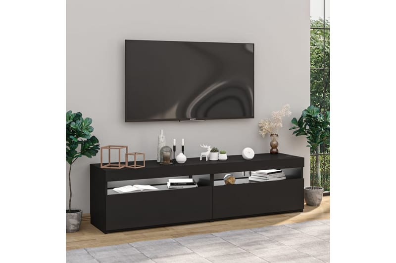 TV-tasot 2 kpl LED-valoilla musta 75x35x40 cm - Musta - Huonekalut - TV- & Mediakalusteet - Tv taso & Mediataso
