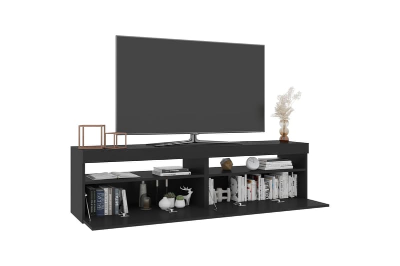 TV-tasot 2 kpl LED-valoilla musta 75x35x40 cm - Musta - Huonekalut - TV- & Mediakalusteet - Tv taso & Mediataso