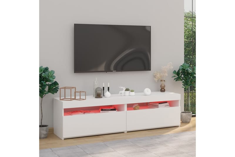 TV-tasot 2 kpl LED-valoilla valkoinen 75x35x40 cm - Valkoinen - Huonekalut - TV- & Mediakalusteet - Tv taso & Mediataso