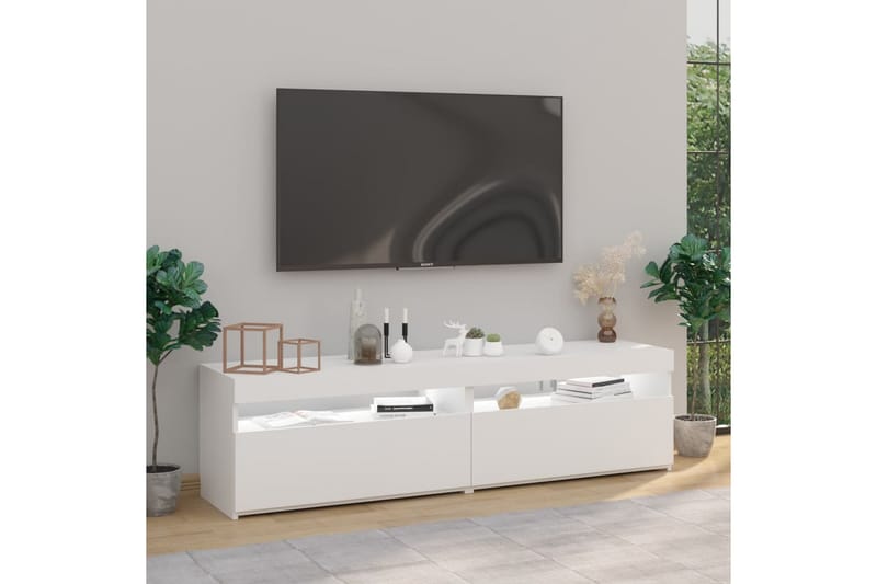 TV-tasot 2 kpl LED-valoilla valkoinen 75x35x40 cm - Valkoinen - Huonekalut - TV- & Mediakalusteet - Tv taso & Mediataso