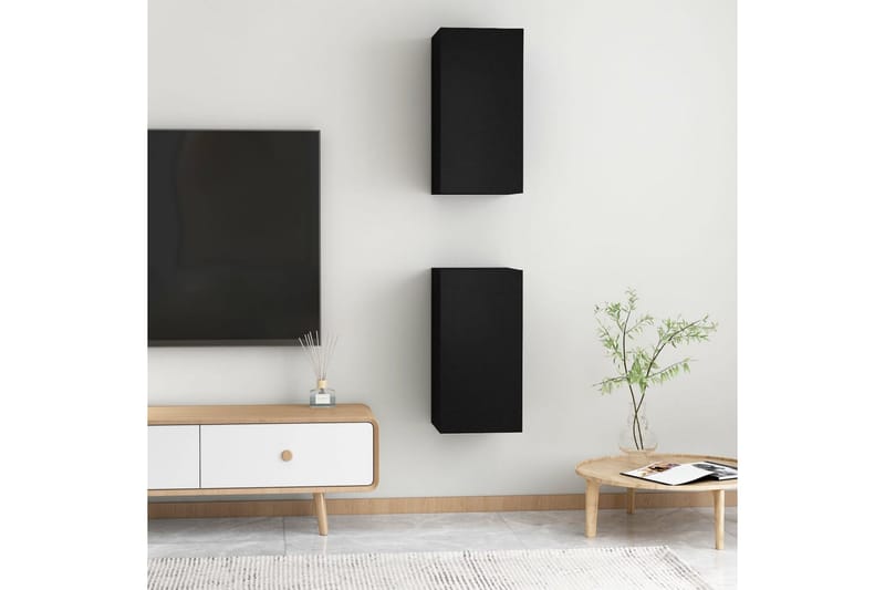 TV-tasot 2 kpl musta 30,5x30x60 cm lastulevy - Huonekalut - TV- & Mediakalusteet - Tv taso & Mediataso
