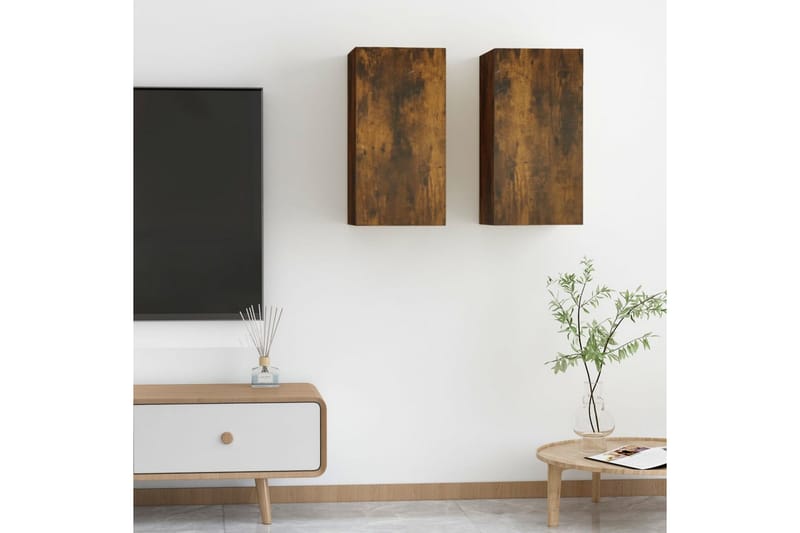 TV-tasot 2 kpl savutammi 30,5x30x60 cm tekninen puu - Ruskea - Huonekalut - TV- & Mediakalusteet - Tv taso & Mediataso