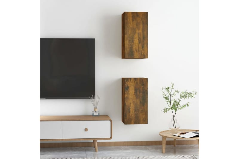 TV-tasot 2 kpl savutammi 30,5x30x60 cm tekninen puu - Ruskea - Huonekalut - TV- & Mediakalusteet - Tv taso & Mediataso