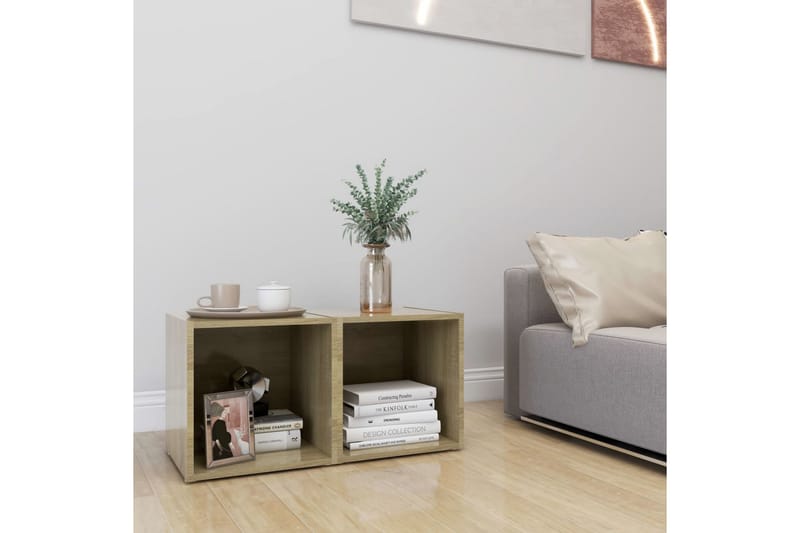 TV-tasot 2 kpl Sonoma-tammi 37x35x37 cm lastulevy - Ruskea - Huonekalut - TV- & Mediakalusteet - Tv taso & Mediataso