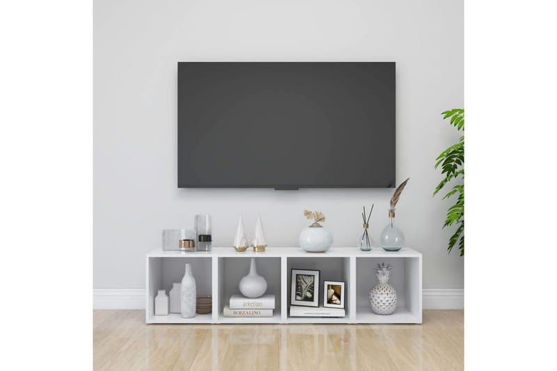 TV-tasot 2 kpl valkoinen 37x35x37 cm lastulevy - Valkoinen - Huonekalut - TV- & Mediakalusteet - Tv taso & Mediataso