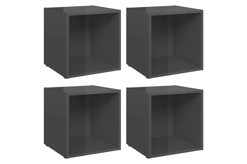 TV-tasot 4 kpl 37x35x37 cm - Harmaa Korkeakiilto - Huonekalut - TV- & Mediakalusteet - Tv taso & Mediataso