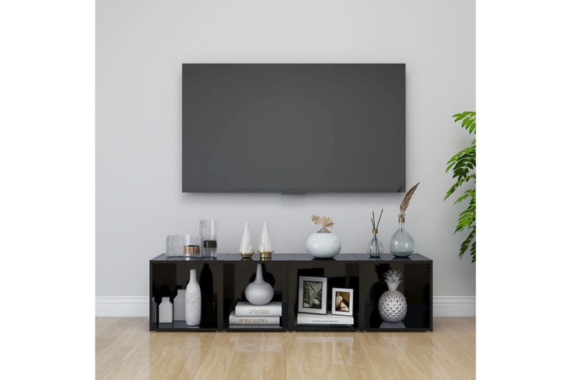TV-tasot 4 kpl 37x35x37 cm - Musta Korkeakiilto - Huonekalut - TV- & Mediakalusteet - Tv taso & Mediataso