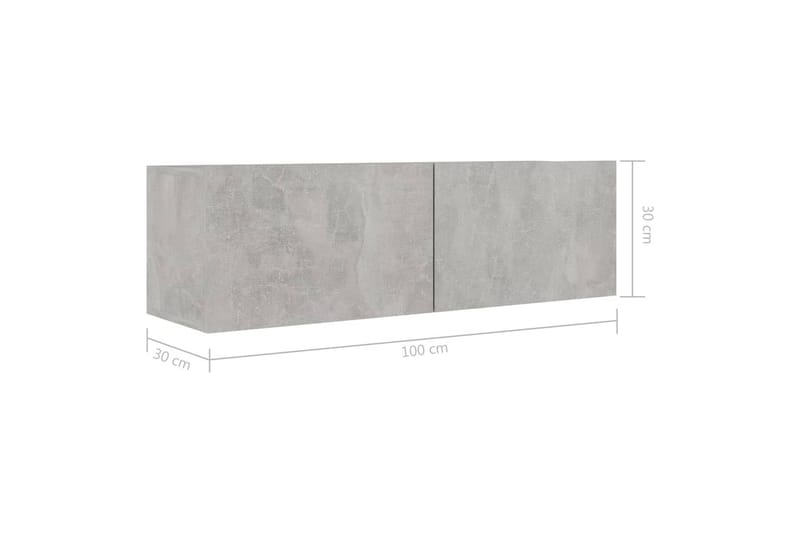 TV-tasot 4 kpl betoninharmaa 100x30x30 cm lastulevy - Harmaa - Huonekalut - TV- & Mediakalusteet - Tv taso & Mediataso