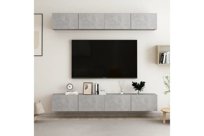 TV-tasot 4 kpl betoninharmaa 100x30x30 cm lastulevy - Harmaa - Huonekalut - TV- & Mediakalusteet - Tv taso & Mediataso