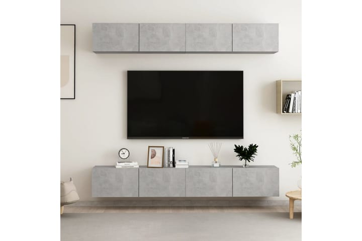 TV-tasot 4 kpl betoninharmaa 100x30x30 cm lastulevy - Harmaa - Tv taso & Mediataso