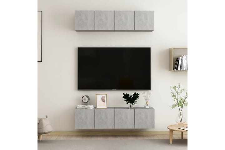 TV-tasot 4 kpl betoninharmaa 60x30x30 cm lastulevy - Harmaa - Tv taso & Mediataso