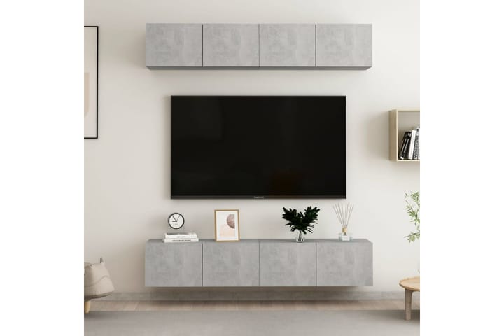 TV-tasot 4 kpl betoninharmaa 80x30x30 cm lastulevy - Harmaa - Tv taso & Mediataso