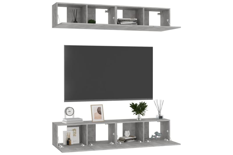 TV-tasot 4 kpl betoninharmaa 80x30x30 cm lastulevy - Harmaa - Huonekalut - TV- & Mediakalusteet - Tv taso & Mediataso