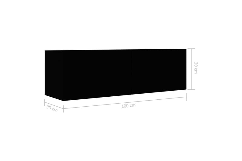 TV-tasot 4 kpl musta 100x30x30 cm lastulevy - Musta - Huonekalut - TV- & Mediakalusteet - Tv taso & Mediataso
